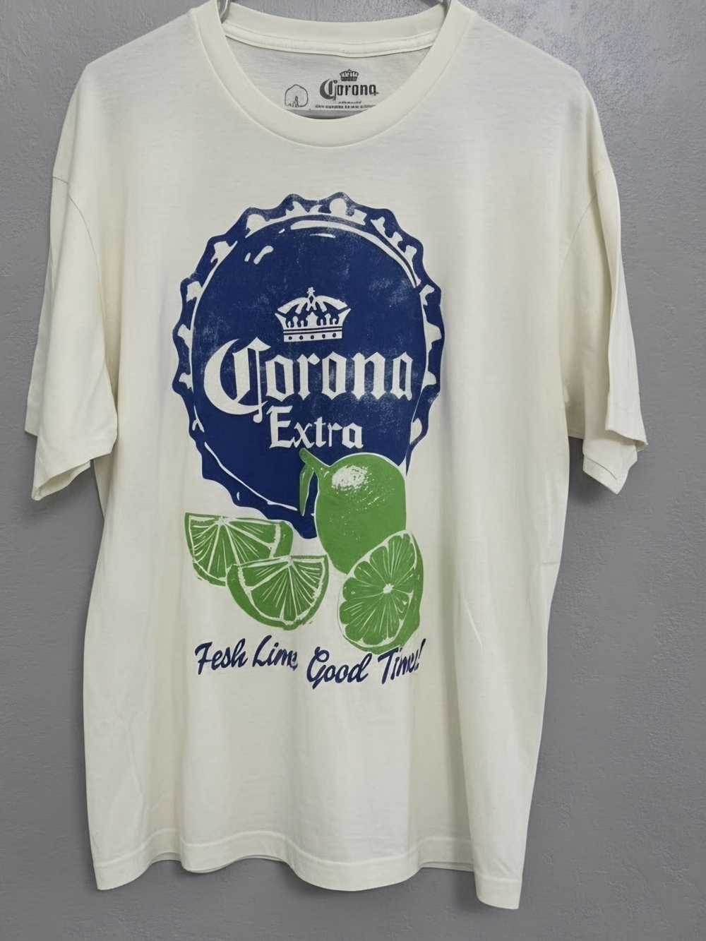 NWT Corona Short Sleeve Tee with Blue Bottlecap and Green Lime Graphic(XL)